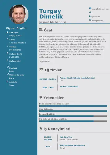 İnşaat Mühendisi Cv Örnekleri cv indir